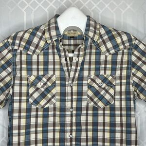 Sonoma Life + Style Western Plaid 100% Cotton Pearl Snap Shirt Large